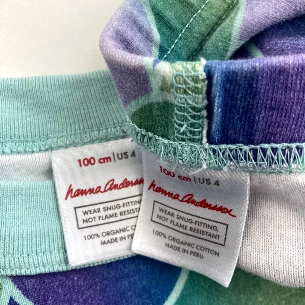 Hanna Andersson Mermaid Scales Long John Pajamas - Purple Green Blue - 4 or 100